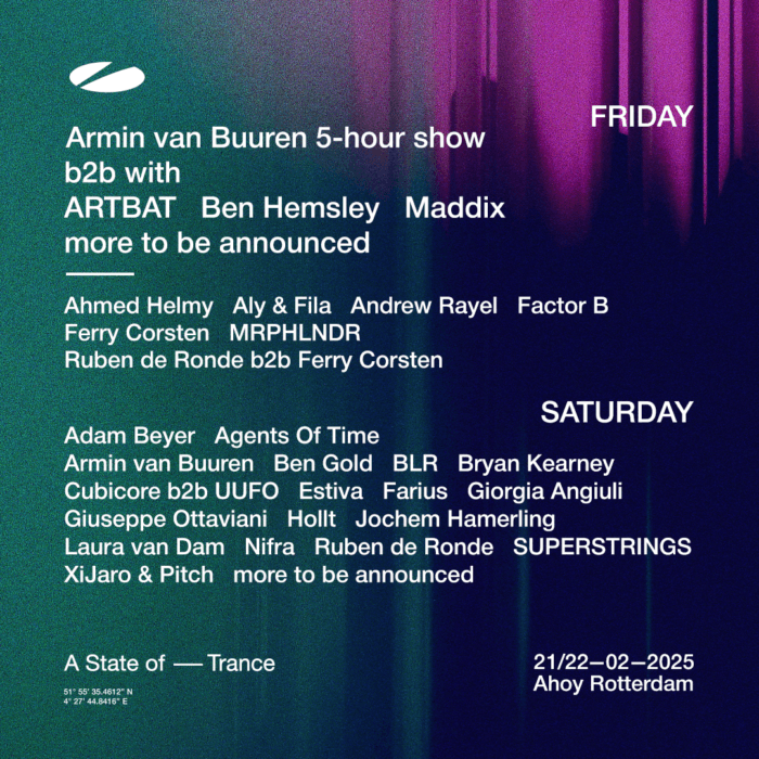 A State of Trance Line-up so far