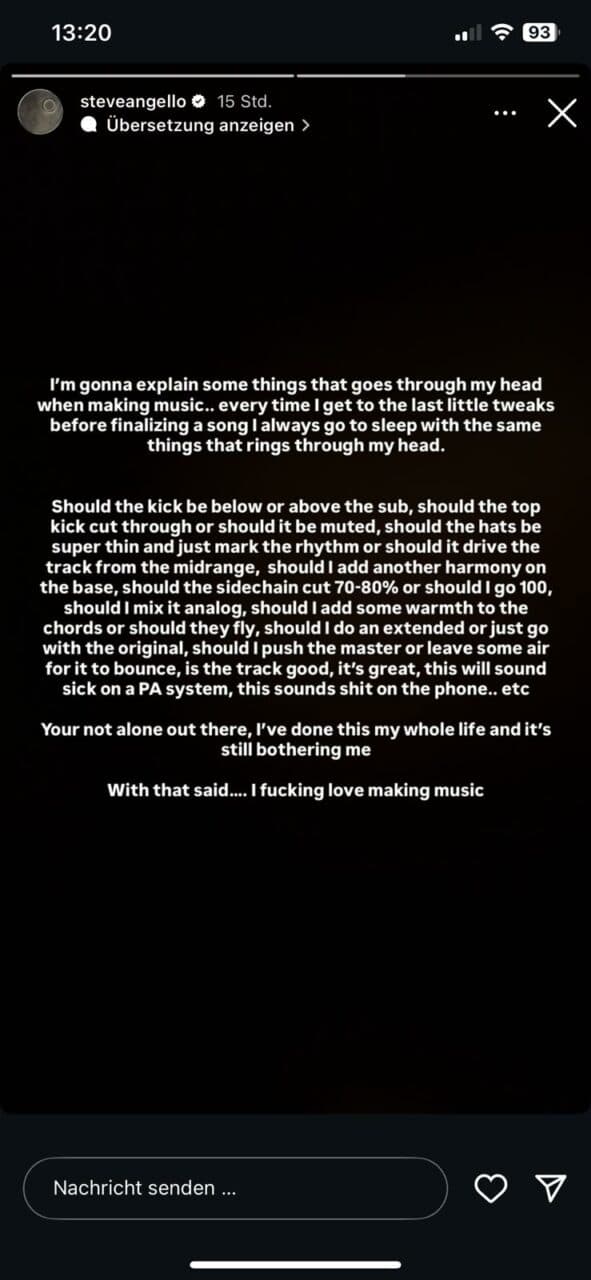 Steve Angello Instagram Story