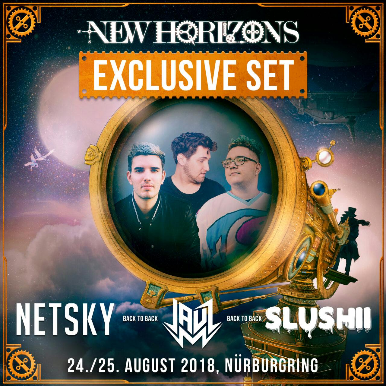 Netsky, Jauz und Slushii performen zusammen beim New Horizons
